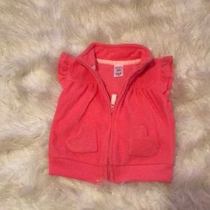 Pink fleece vest w/ little heart “pocket” detail